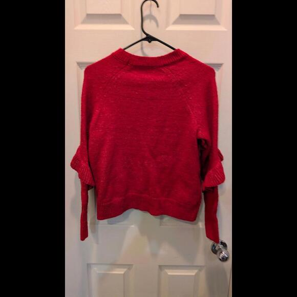Stylish Red Ruffle Sweater - Picture 2 of 2